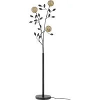 LUCANDE Evory Stehleuchte Black/Gold - , Evory, Schwarz, für Wohnzimmer, Metall, Florentiner