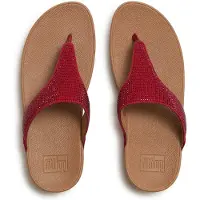 FitFlop für Damen. EC5-D47 Sandalen Lulu Crystal verschönert Toe-Post rot (40), Wohnung, 1 bis 3 cm, Keine, Lässig, Bordeaux