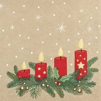Home Fashion , Advent Lights, Lunch-Servietten aufgefaltetes Maß 33 cm x 33 cm, im Viertelfalz, 20 Stück pro Pack, 12 Pack pro Karton