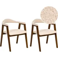 Beliani Esszimmerstuhl 2er Set Dunkelbraun u. Hellbeige Bouclé Stoffbezug mit Holzgestell Armlehnen Modernes Design Boho Küchenstühle