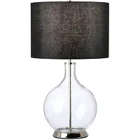 Elstead Lighting Tischleuchte, Textil schwarz, Glas klar, nickel, H 67 cm