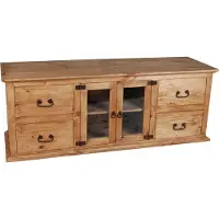 MiaMöbel TV-Kommode Mexico Möbel 160x60x50 cm Landhausstil Glas Massivholz Pinie Honig