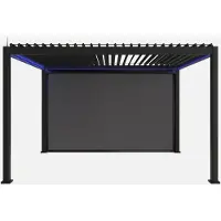 Sweeek - LED Pergola mit motorisiertem Lamellendach Triomphe 3x4m + Markise 4m - Anthrazit