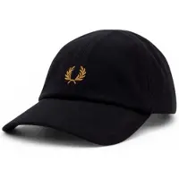 Fred perry für Herren. HW2295 Klassische schwarze Pikee-Mütze (OSFA), Lässig, Baumwolle