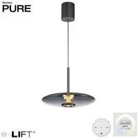 Paul Neuhaus E-Vitrum LED-Hängelampe, platin, Glas/Aluminium, CCT - , E-Vitrum, dimmbar, Metallisch, für Wohnzimmer, Glas, Modern
