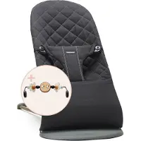 BabyBjörn Babywippe Bliss Gewebte klassische Steppdecke Schwarz & Spielbogen Freche Augen Schwarz Weiß