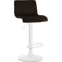 DELUKE Barhocker PESAN - Samt Braun 39x36x83 cm Weiß | Barstuhl Höhenverstellbar Mit Lehne Drehbar Tresenhocker Tresenstuhl Kneipenhocker Kneipenstuhl
