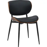 CLP Stuhl Enid I Komfortabler Sessel mit Rückenlehne und Polsterung Farbe walnuss/schwarz Material Kunstleder