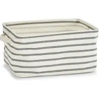 Zeller Canvas Aufbewahrungsbox grau gestreift 36x25x18cm