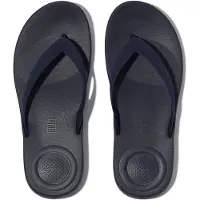 Original Brands FITFLOP FitFlop Iqushion Mens Textured-Strap Flip-Flops BLAU 45