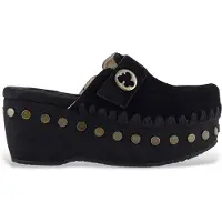 Mou für Damen. MU.SW611001A Clogs einfarbig Wildleder Clogs schwarz (38), 3 bis 5 cm, Keine, Lässig