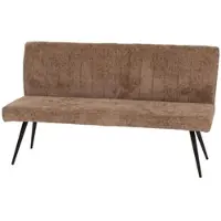 BERLINLODGE Sitzbank 90x160x60cm Sitzhöhe 48cm Rückenlehne Stoff/Textil Chenille Metall 160cm Braun
