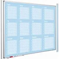 Proregal Jahresplaner magnetisches Whiteboard Slim Jan-Dez, HxB 90x120cm, 8mm-Platte, inkl. Befestigungsmaterial & Stiftablage, Lichtblau