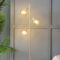 LumenXL Stehleuchte gold mit amber Glas, 3-flammig - Jesse