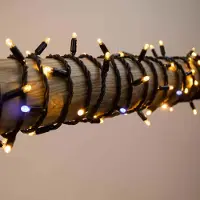 LumenXL Erweiterbare Weihnachtsbeleuchtung | extra warmweiß mit blauem Funkeln | ab 10 Meter mit 100 LEDs | Gummi