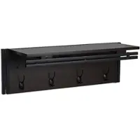 Décoshop26 - Wandgarderobe/Ablage mit 4 Haken 24x75x24cm dunkelbraunes MDF 04_0000973
