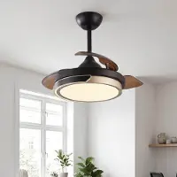 LumenXL Deckenventilator Vento schwarz mit braun inkl. LED und Fernbedienung