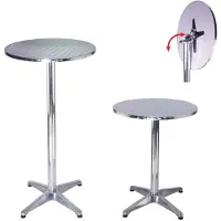 TRUTZHOLM 2x Stehtisch 2in1 Höhenverstellbar 70 Bis115cm Durchmesser 60cm Aluminium