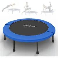 Gorilla Sports PHYSIONICS Mini Trampolin klappbar, Ø 81–122 cm, bis 100 kg, Schwarz-Blau | Indoor & Outdoor – rutschfeste Gummifüße, Fitness & Jumping für Erwachsen