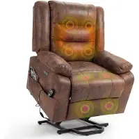 Happy Home Elektrischer Relaxsessel mit aufstehhilfe, Massagesessel mit Wärmefunktion, Fernsehsessel mitLiegefunktion Verstellbar Schlaffunktion Braun