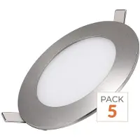 Silamp Spot-Leuchte LED, extra flach, rund, Aluminium, 6W - Packung mit 5 Stück - tralweiß, 4000K - 5500K