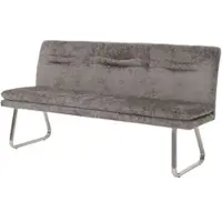BERLINLODGE Sitzbank | HxBxT 93x180x58cm | Sitzhöhe 51cm | Lehne Stoff/Textil Chenille Edelstahl gebürstet 180cm | Dunkelgrau | Esszimmerbank Bank Polsterbank