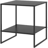 OKWISH Beistelltisch 40x40x45 cm mit Ablage, Stahlrahmen Schwarz, vielseitig als Sofa- und Nachttisch, schlichtes Industriedesign