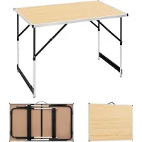 Woltu Campingtisch Klapptisch Gartentisch Arbeitstisch Balkontisch höhenverstellbar Aluminium Stahl MDF Hell Eiche CPT8121hei