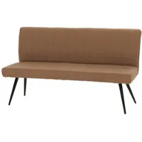 BERLINLODGE Sitzbank 90x160x60cm Sitzhöhe 48cm Rückenlehne Stoff/Textil Boucle Metall 160cm Braun