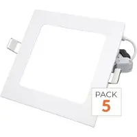 Silamp 5er-Pack – Extraflacher quadratischer LED-Spot, 6 W, Weiß – Neutralweiß 4000 K – 5500 K