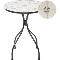 Beliani Bistrotisch Schwarz Metall 60 cm Rund Mosaik Blumenmuster Vintage Stil Balkontisch Gartentisch