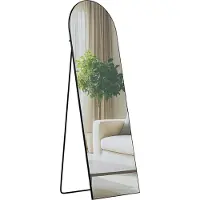 DELUKE Standspiegel MALAGA - Glas Schwarz-matt 50x3x150 cm | Ganzkörperspiegel Freistehender Spiegel Groß Schlafzimmer