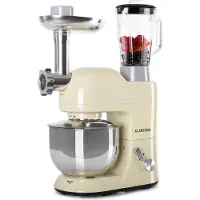 Klarstein Knetmaschine Küchenmaschine mit Fleischwolf, 1800W Teigmaschine Klein, 6 Stufen, Schneebesen Rühr- & Knethaken, Planetenrührwerk, Rührmaschine mit Mixer, Küchenmaschinen mit 5L Schüssel