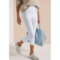Cecil 3/4-Leggings , Damen, Gr. L (42), N-Gr, weiß, Jersey, Obermaterial: 95% Baumwolle, 5% Elasthan, unifarben, körpernah 3/4-Länge, Hosen 3/4-Leggings, Capri mit Stretch und elastischem Bund