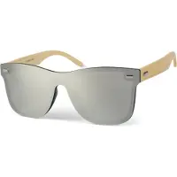 StyleBREAKER Uni Monoglas Nerd Sonnenbrille mit Bambus Bügeln und Polycarbonat Glas, Retro Style 09020112