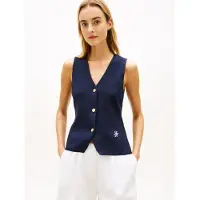 Tommy Hilfiger für Damen. WW0WW49707 Premium-Strickweste navy (S), Lässig, Baumwolle, Marine