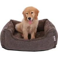 Feandrea Hundebetten mit waschbarer Bezug 90 x 25 x 75 cm abnehmbar und maschinenwaschbar Kuscheliges Hundekissen braun PGW10CC