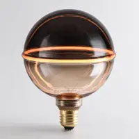 LumenXL Dimmbare 4W-Glühlampe E27, 1800K, amber und rauchfarbenes Glas mit horizontalem Ring Ø13 cm