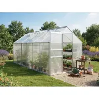 HABITAT ET JARDIN Polycarbonat Gartenhaus 370 x 190 x 195 cm "Basilikum" - 7,03 m² - Grau