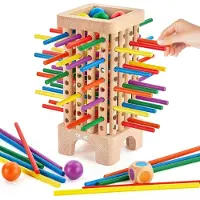 Zree Montessori Spiel Brettspiel aus Holz, 42 Stück Bunte Holzstäbchen Würfelspiel Mathematik Lernspielzeug ab 3 4 5 6 Jahre