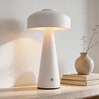 LumenXL Wiederaufladbare Pilzlampe Soma in Weiß mit Touch-Dimmer und einstellbarer Farbtemperatur