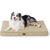 OEM Großes Hundebett aus Wolle, 104 x 74 x 9 cm, Hundekissen, waschbar, Hundematratze für große Hunde, Beige