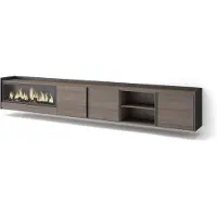 Skraut Home TV-Möbel Holzeffekt eiche schwarz 315x35x50cm Kamin mit Feuereffekt