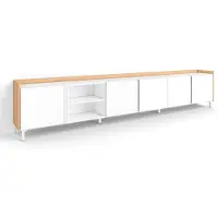Skraut Home TV-Möbel Holzeffekt weiß und eiche 309x35x61cm mit Beinen