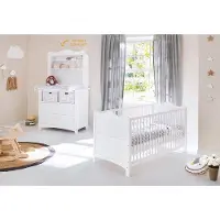 OEM Kinderkamerset zum Aufbau eines Juniorbettes - Holz - Weiß - 2 Teile - 146 x 76 x 85 cm + 103 x 77 x 180 cm