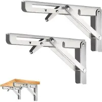 OEM Set von 2 faltenfähigen Werkbänken 200 mm Stahl Werkbänke Faltenfähige Ecke 90 Grad Raumsparende faltenfähige Arbeitsplatte für Büro, Garage, Schreibtisch, Haus, Küche (Silber 200 mm)