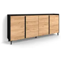 Skraut Home Sideboard Holzeffekt eiche und schwarz 207x35x91cm mit Beinen