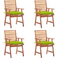 vidaXL Möbel Garten-Essstühle 4 Stk. mit Kissen Massivholz Akazie - Gartensessel 3078346