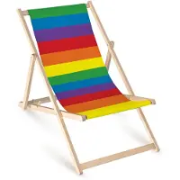 AllBags Holz Liegestuhl klappbar „LGBT Rainbow“ – Gartenstuhl Relaxstuhl Sonnenliege Balkon Terrasse bunt
