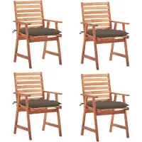 vidaXL HOMMIE Outdoor-Stuhl ,Garten-Essstühle 4 Stk. mit Kissen Massivholz Akazie Relaxsessel Armlehnstuhl & schlichten Design